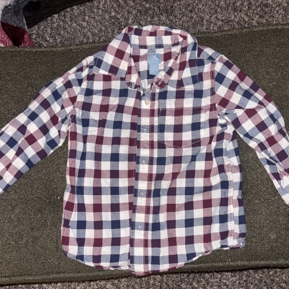 GAP Kids Checkered Shirt - Blue and Burgundy Size 4 Years